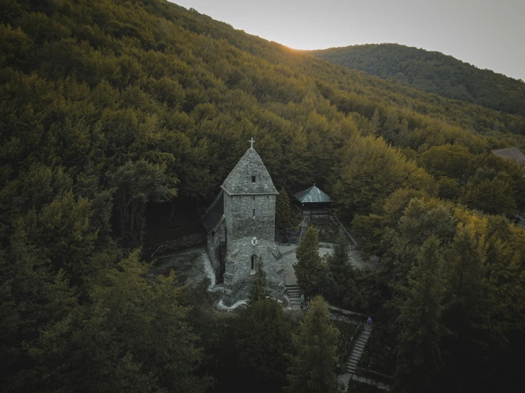 an old building that has been built on a steeple