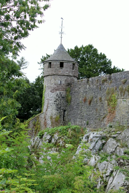 an old wall built into the side of a hill