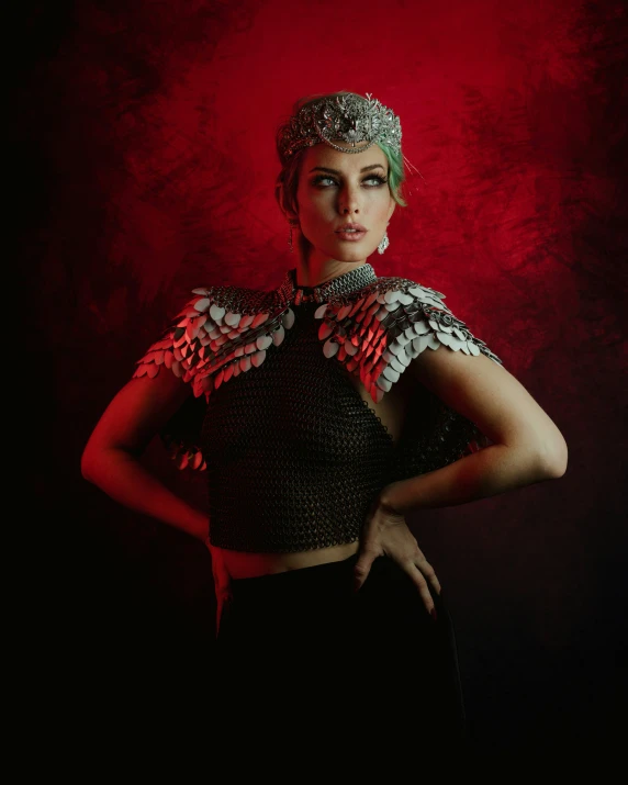 woman in an elaborate costume and beaded collar