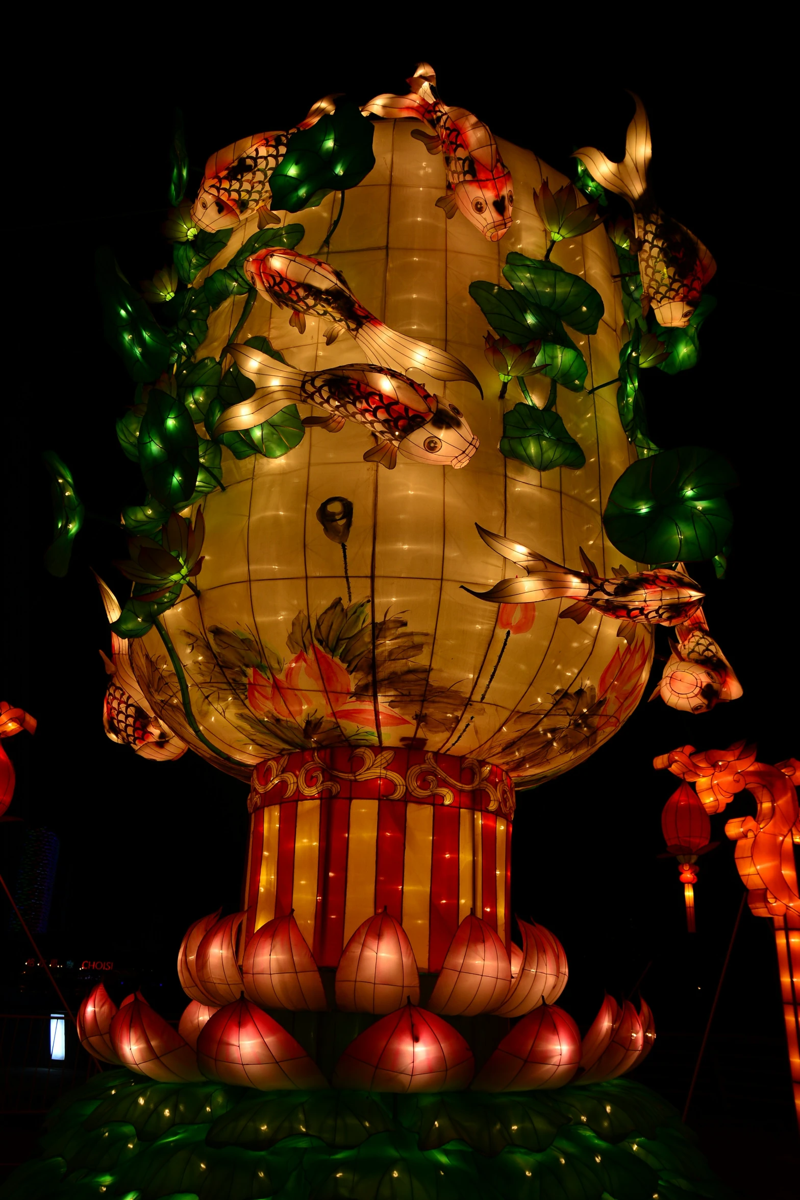 this is a large illuminated decoration with flowers