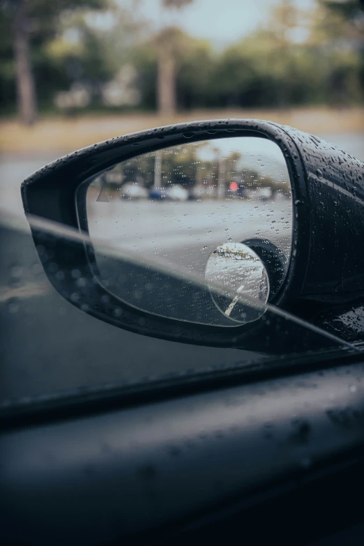 the reflection of a car in the side mirror