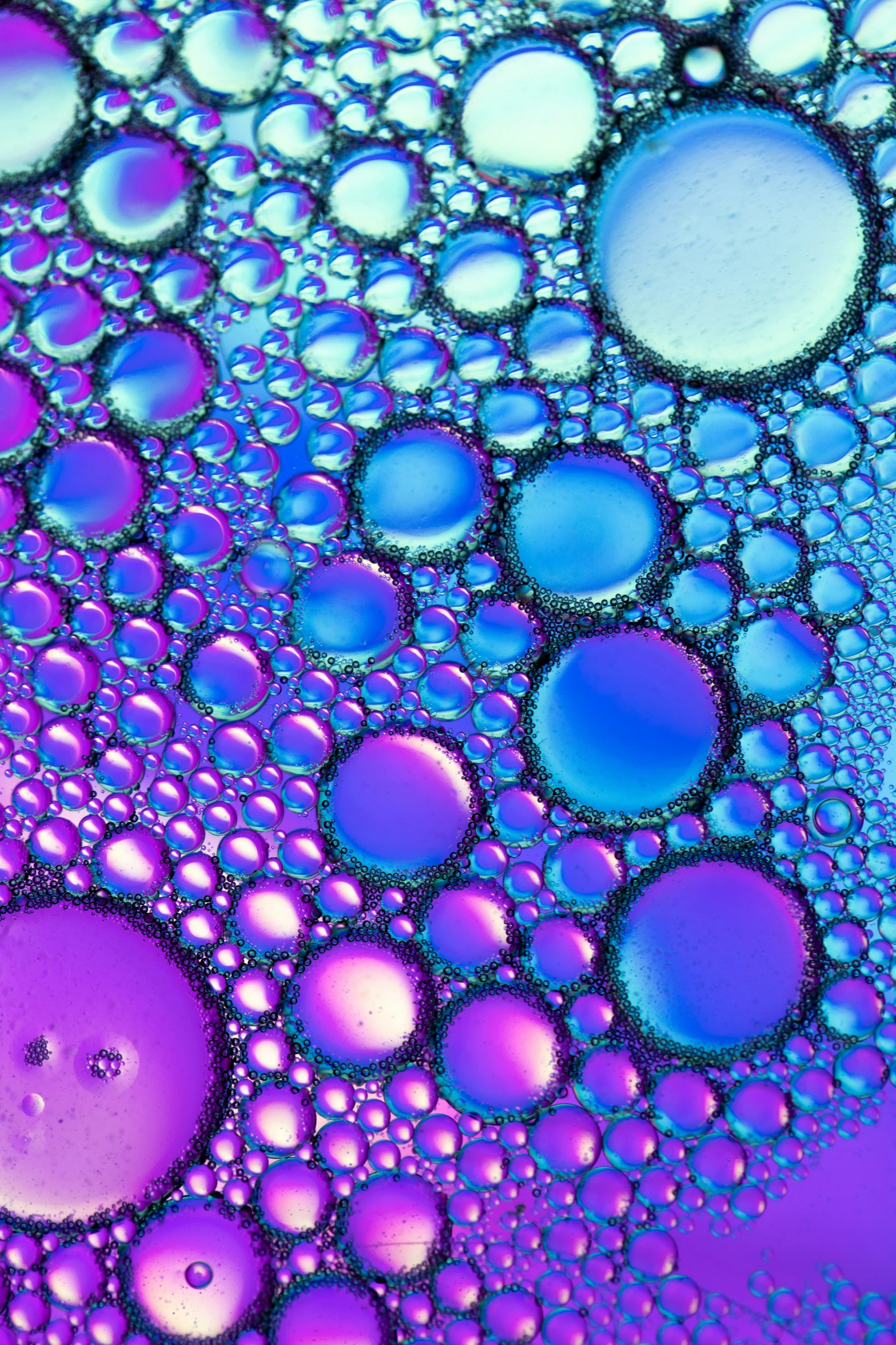 drops of blue water in various shapes and colors