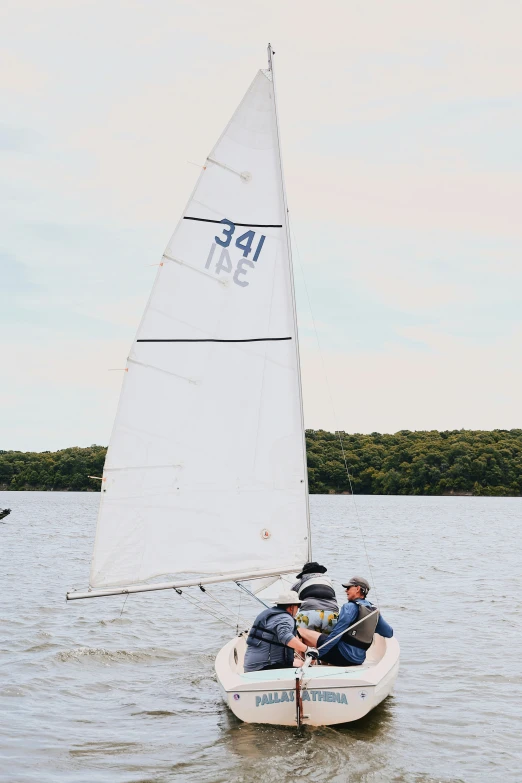 two people are on a sail boat in the water