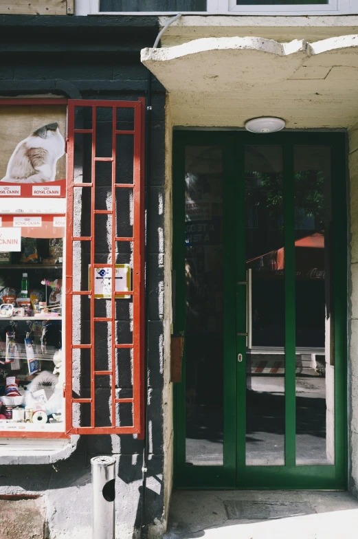 the doorway of a book store and outside wall