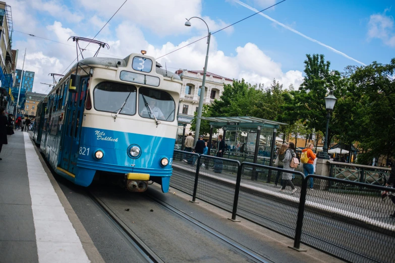 a passenger train is coming down the tracks