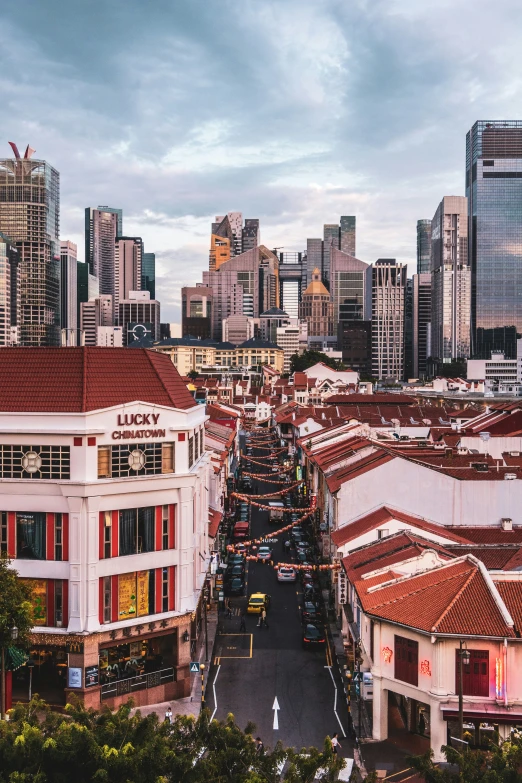 a view of a very tall city with many buildings