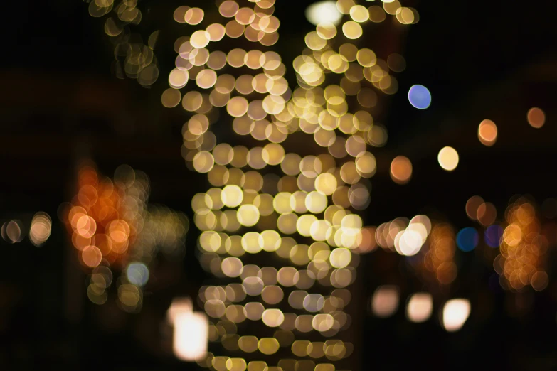 blurry image of street lights at night