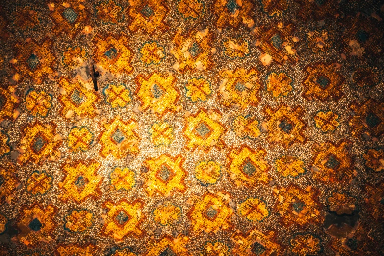 a pattern with orange and green colors