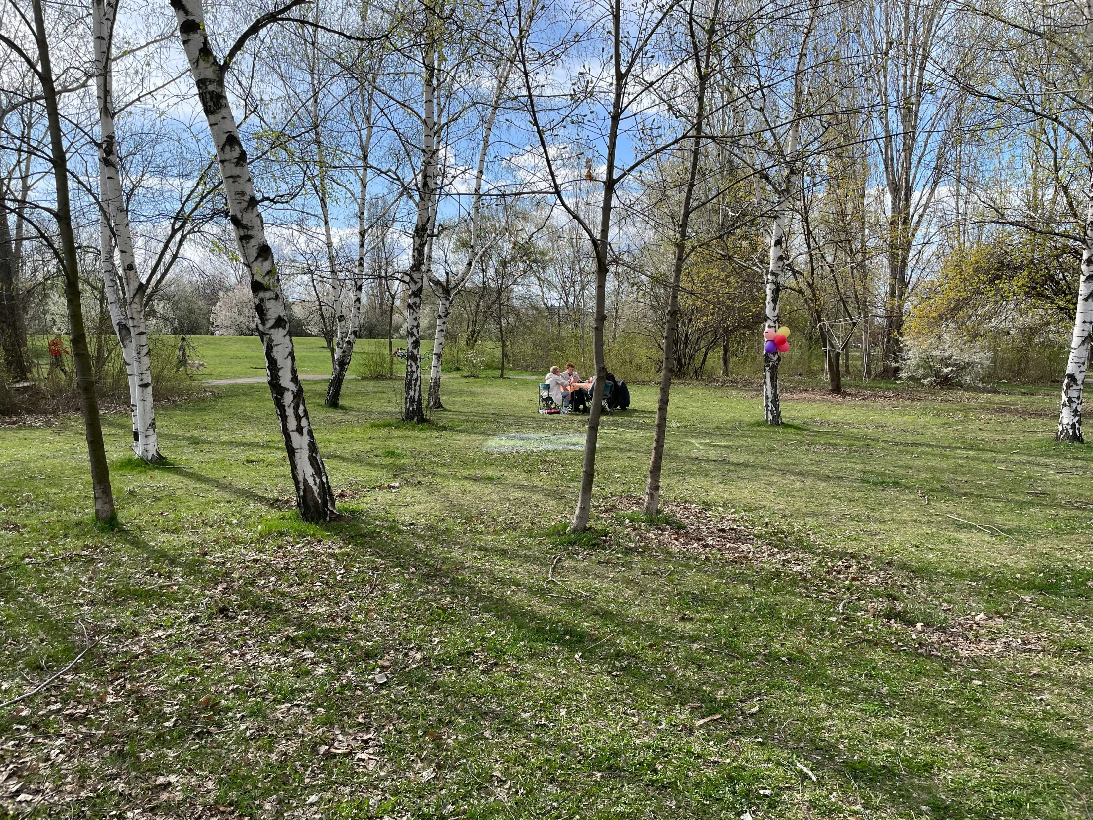 a man who is walking across a grass field