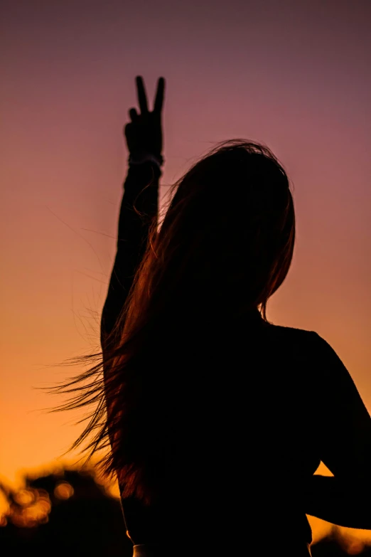 a person that is making a hand sign in the air