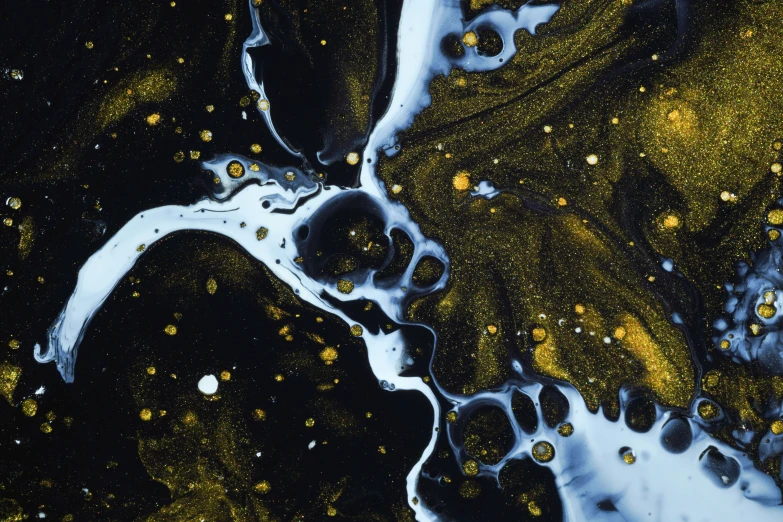 abstract art po of water and yellow dots