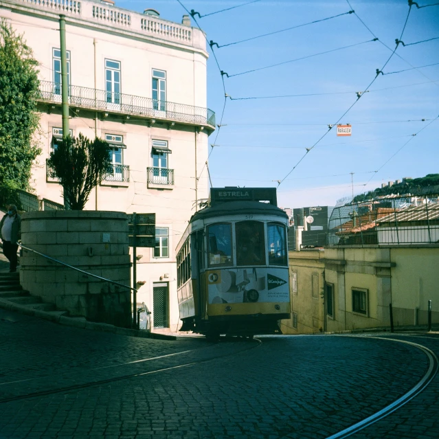 an image of an electric cable system going around town