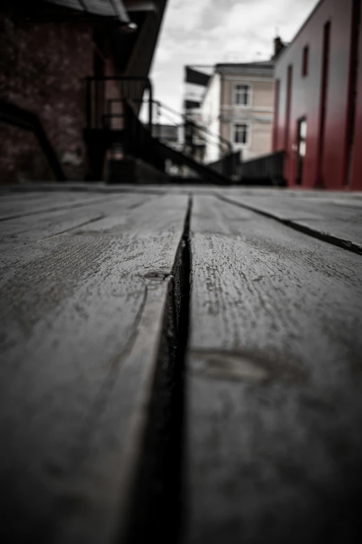 the wooden table is not very clean on it