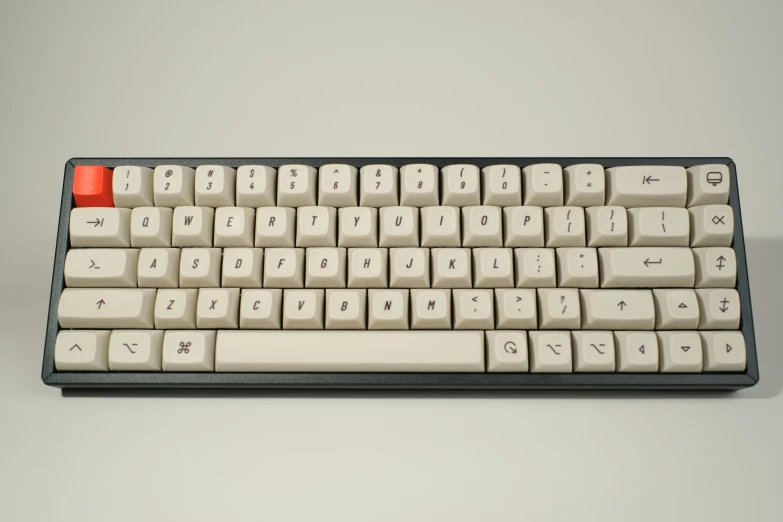 an old keyboard sits in a very clean environment