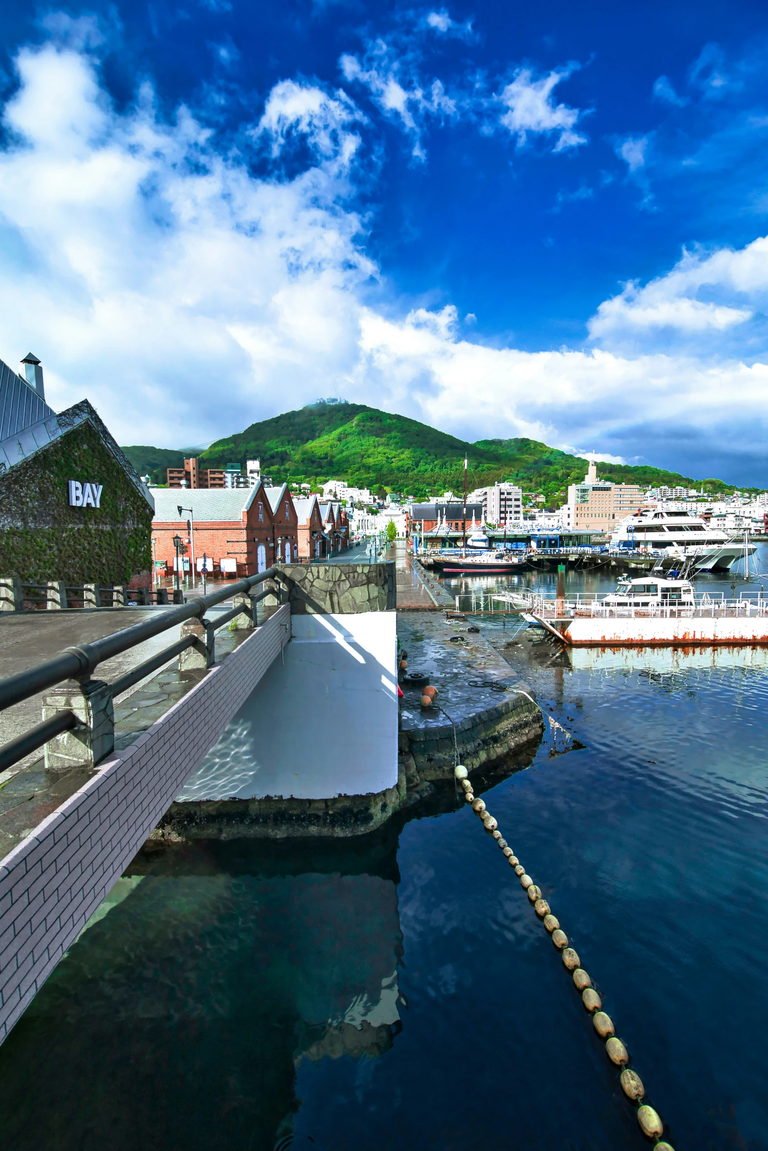 a pier with boats docked in the water