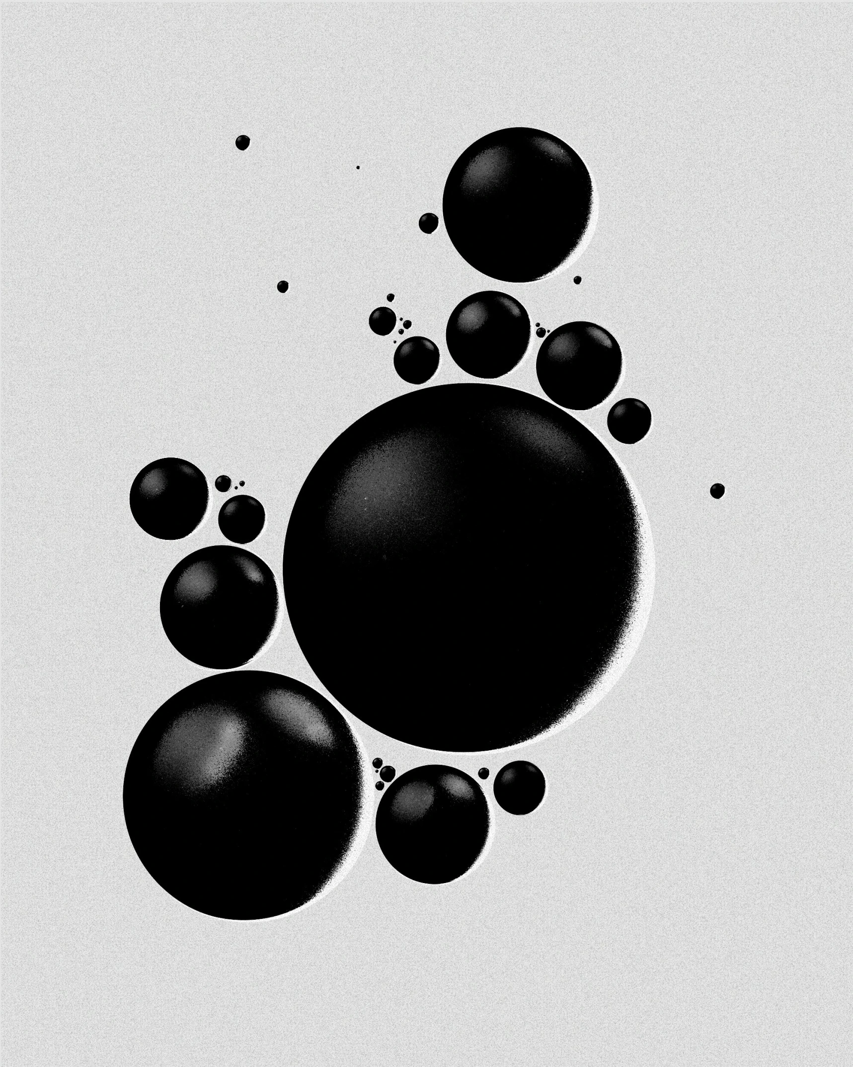 some black bubbles and a gray background