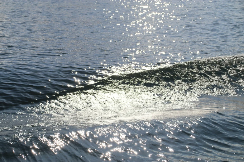 the back end of a small boat that is floating in water