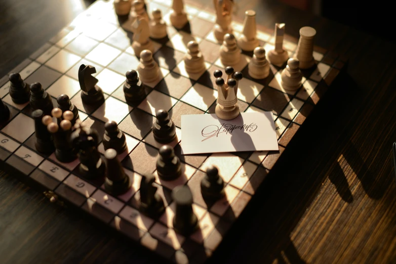 a chess board with chess pieces on it