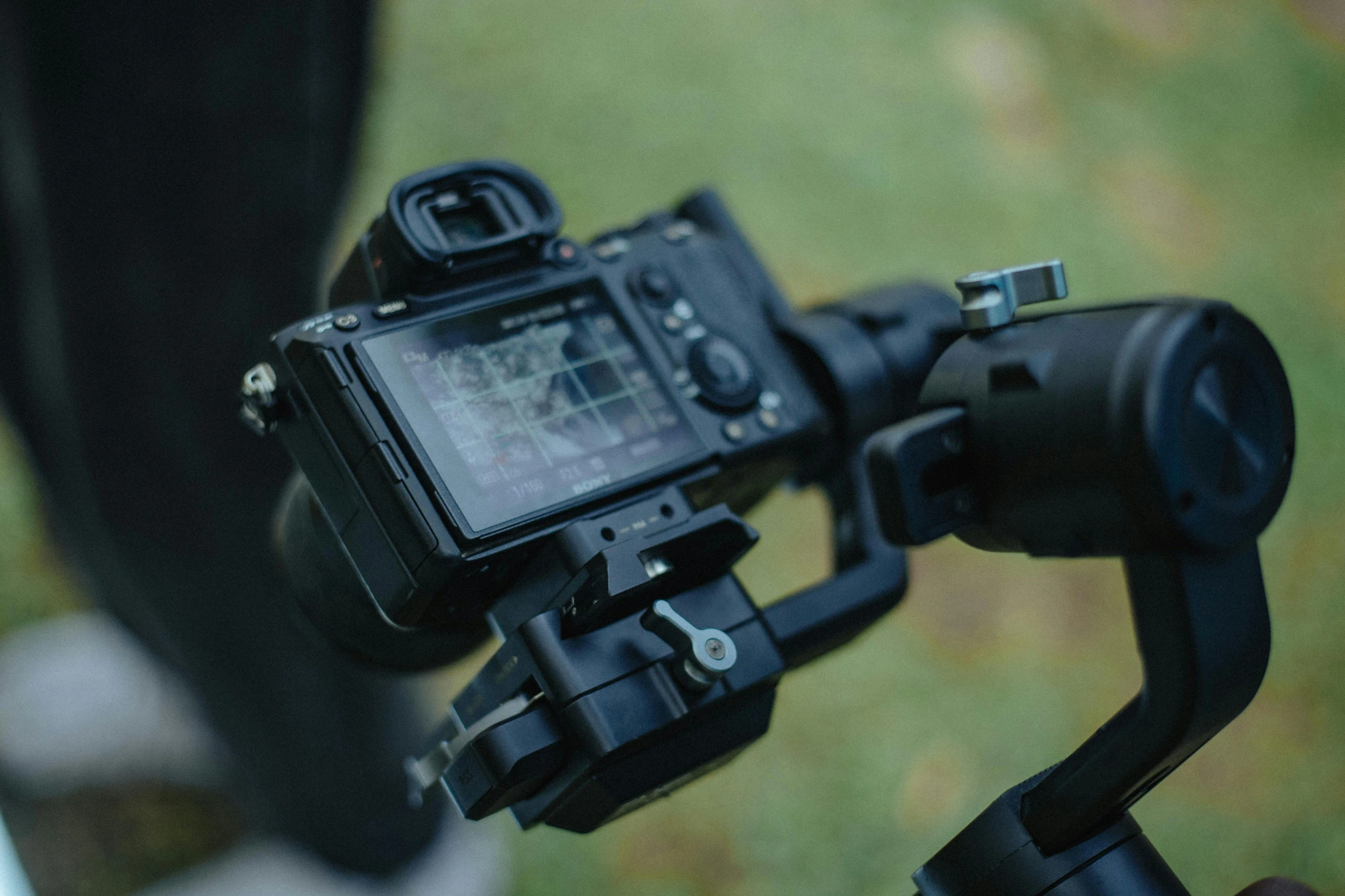 the camera mounted on top of the bike with its tripod extended