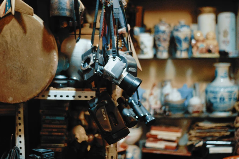 an image of various objects and items on shelves