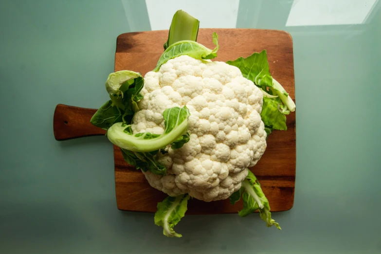 the whole cauliflower is ready to be cut up and served