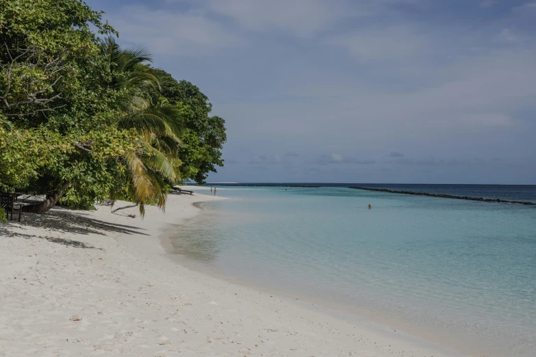 the white sand and water in the ocean on an island