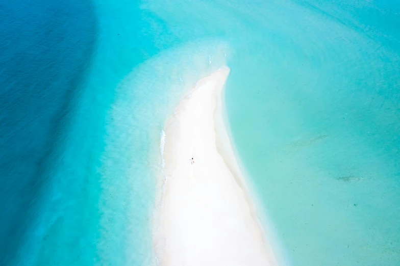 aerial view of beach in the middle of clear water