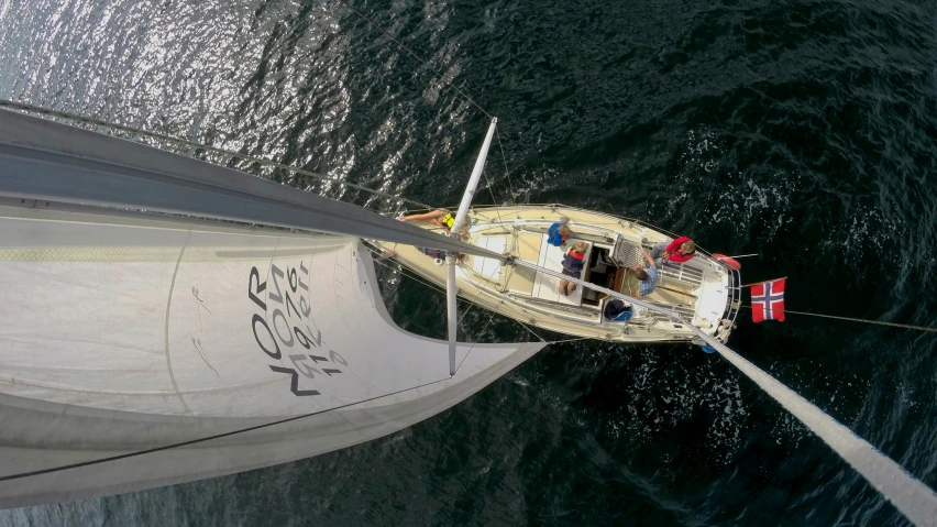 an aerial view of the front of a boat