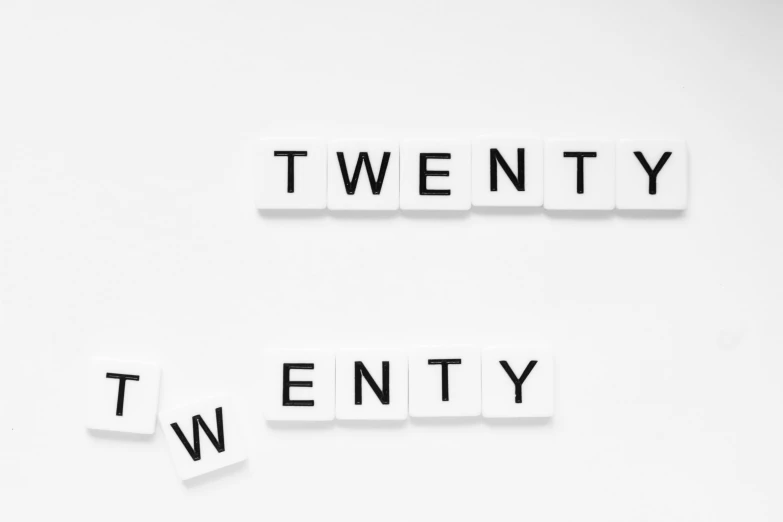 the words twenty and twenty are made with cubes
