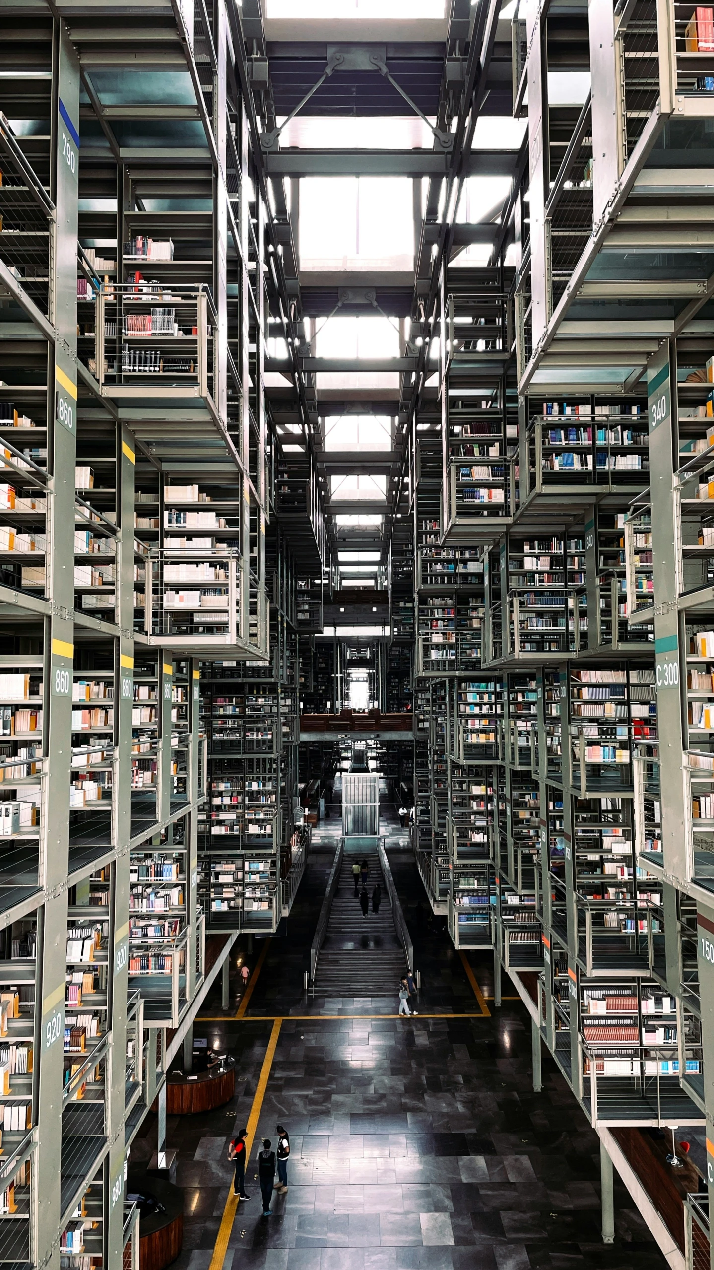 shelves in a large warehouse filled with various items