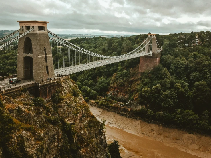 the suspension bridge has an extremely long span