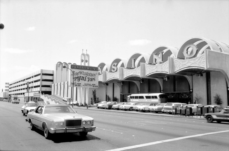 a black and white po of the outside of a department store