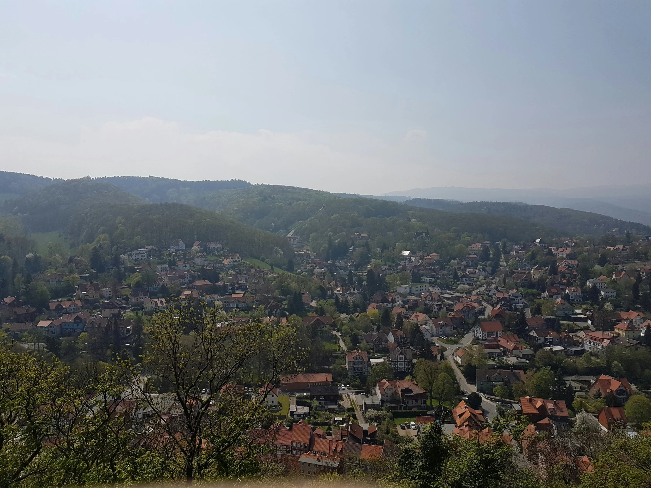 the village in the distance is in the hills