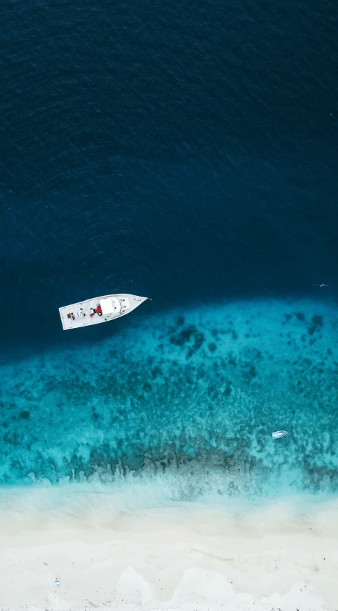 a boat on the water near a sandy beach