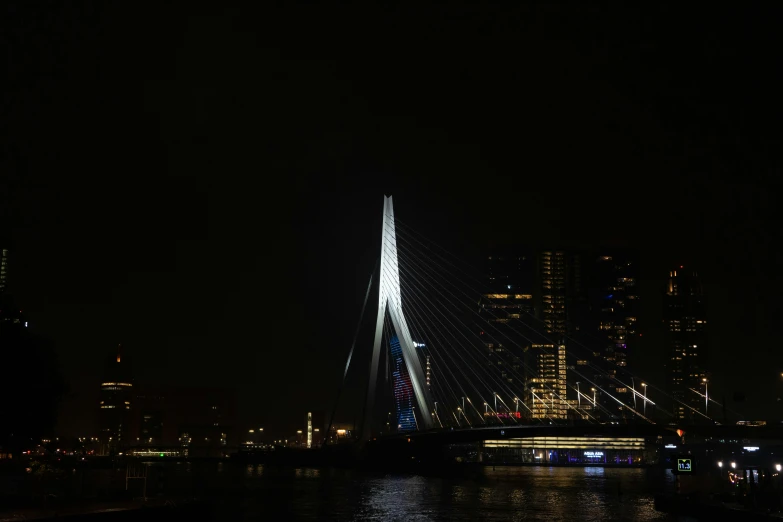 a large bridge that has lights on top