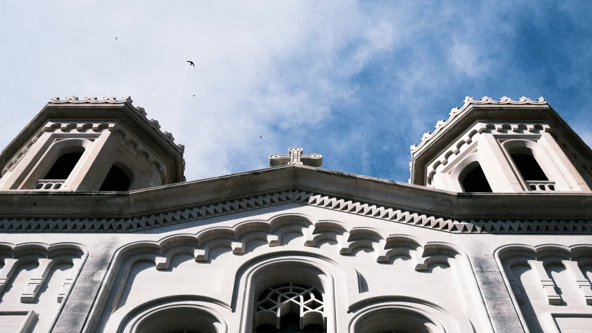 this is a view from the bottom of a church