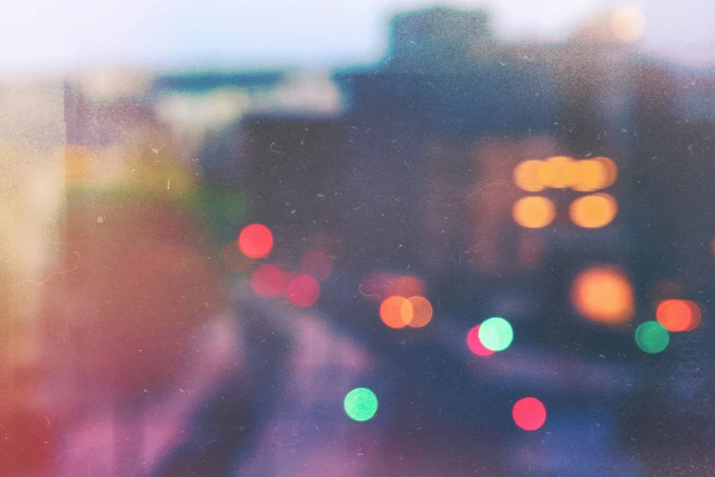 the view of a city traffic from a window at night