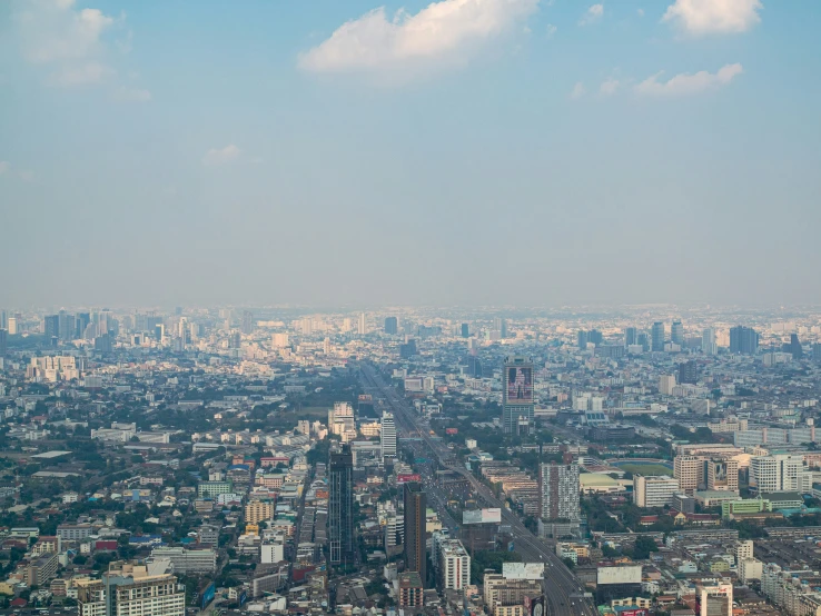 a city is shown from above the water