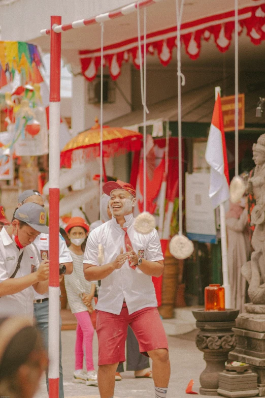 the men are practicing their tricks for a performance