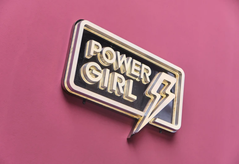 a sign that says power girl on it's side