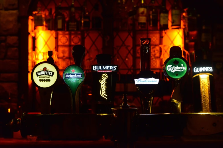 some bottles are sitting on top of a table