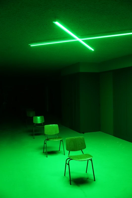 the chairs are all illuminated in the same shade