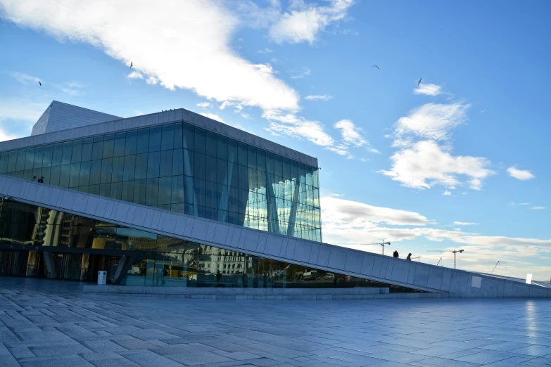 a view of an outdoor theater and the sky in the background