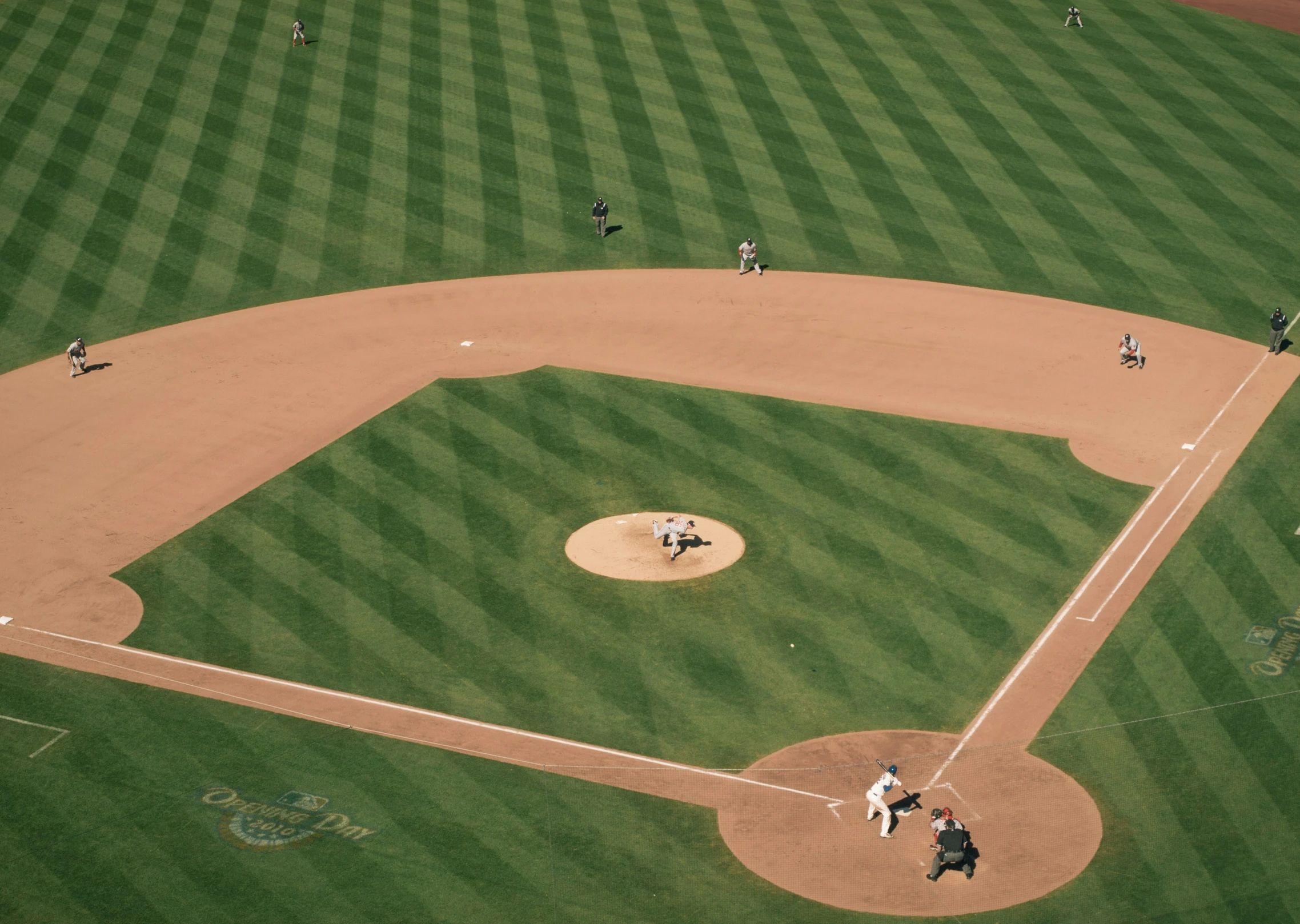 people are playing baseball from above on a field