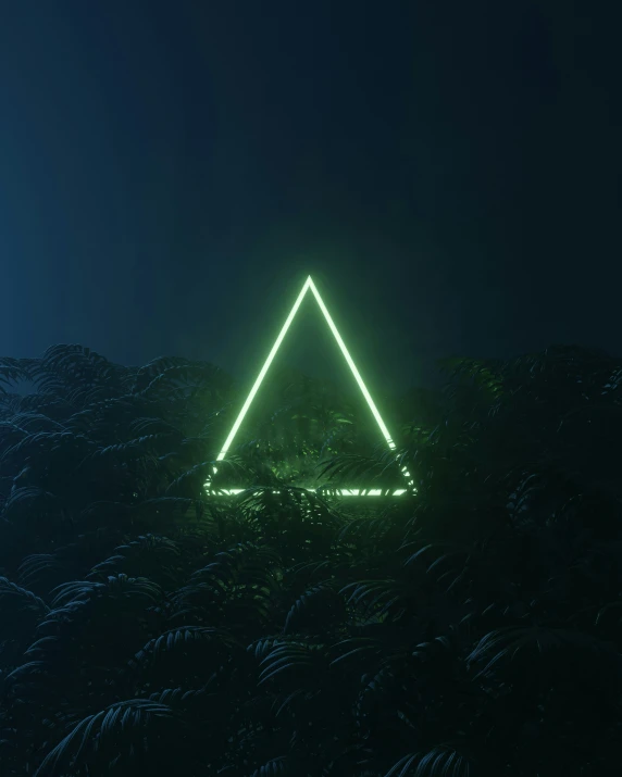 a pyramid of neon lights in a black field