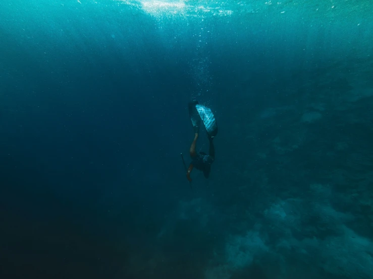 a man swimming on top of the ocean