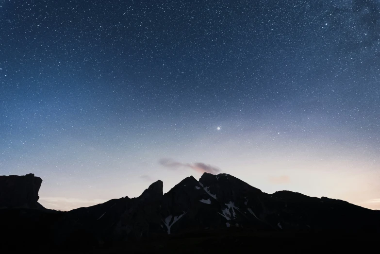 the night sky above some mountain top