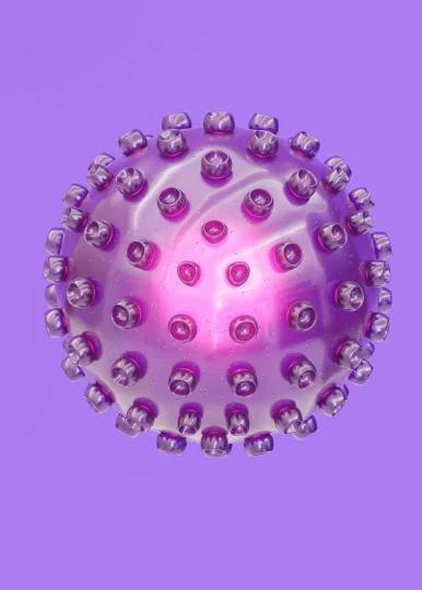 a pink and purple object is on a purple background