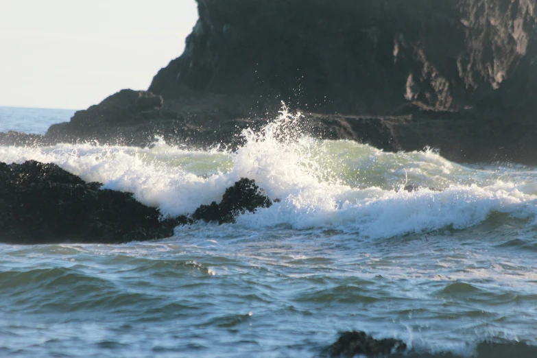 some very pretty waves on the water by the rocks