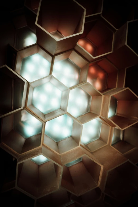 many different hexagon shaped light spots